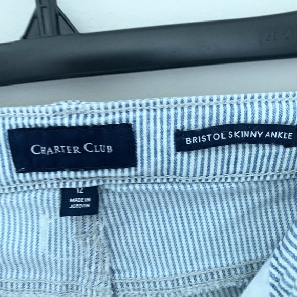 Charter Club Plus Size Railroad-Striped Skinny Ankle Jeans Sz 12 - Picture 7 of 8